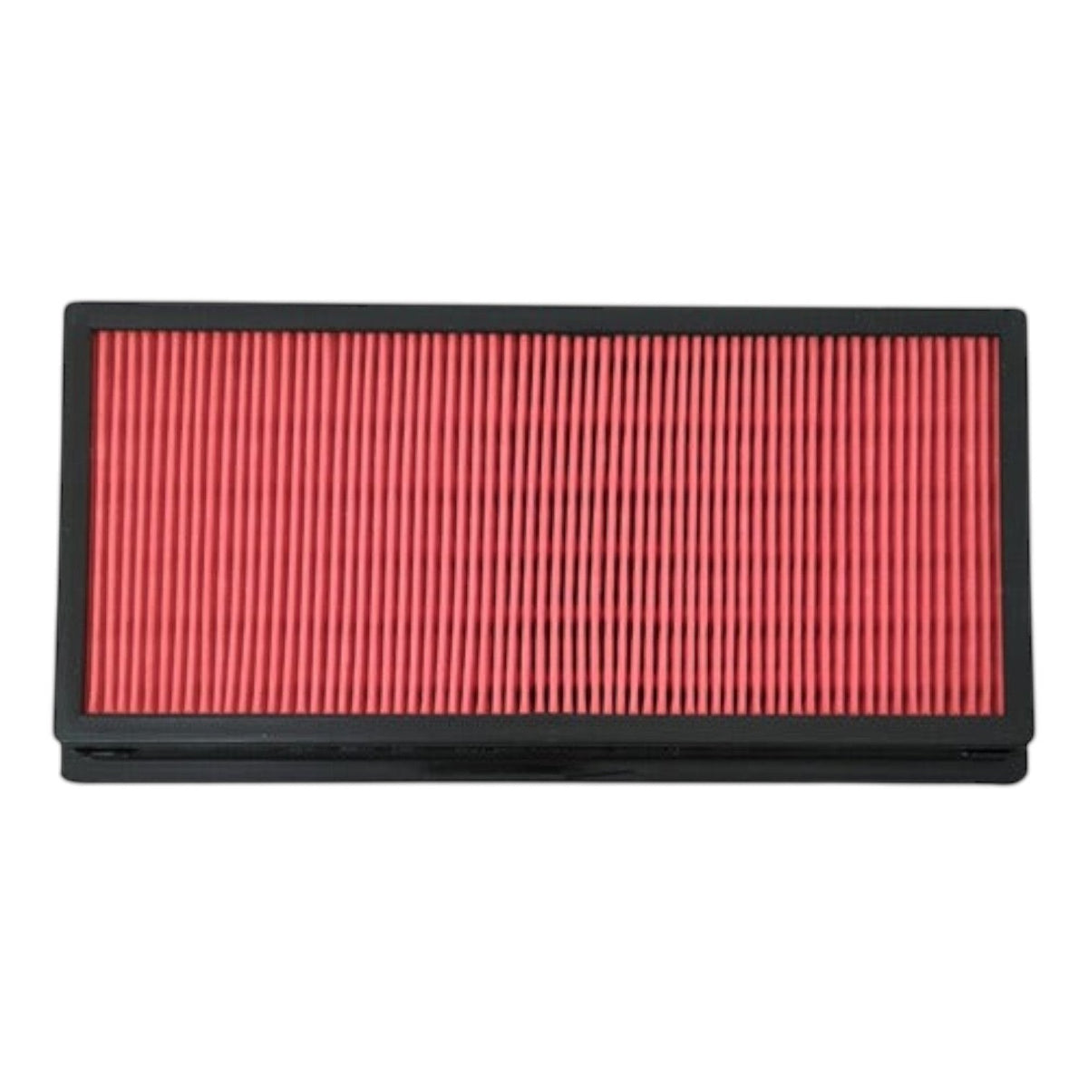 Filtro de aire rectangular con medio filtrante rojo y marco negro de KENAI´S COM para Nissan Versa 1.6L