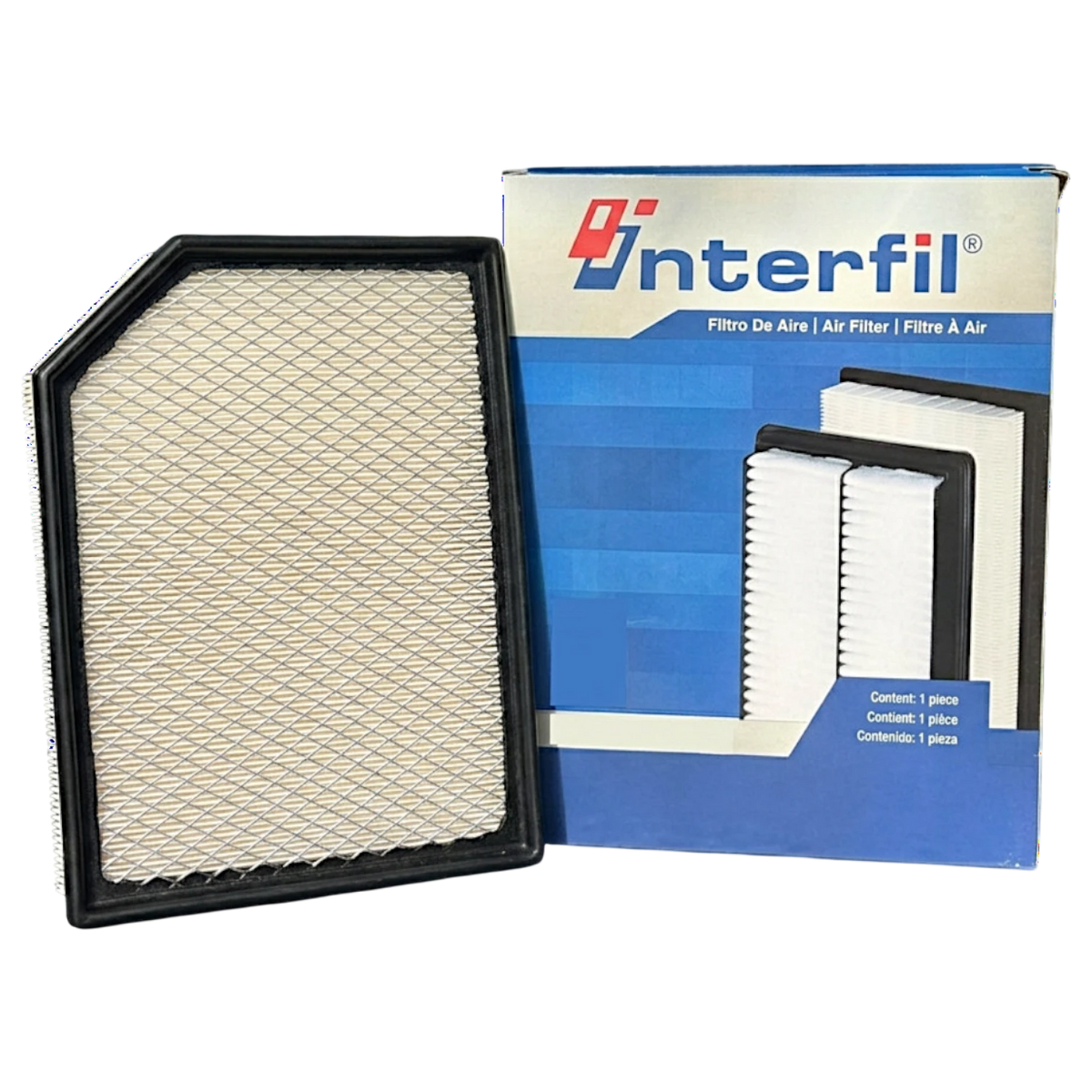 Filtro de aire de panel Interfil para Jeep Grand Cherokee, marca KENAI´S COM, diseño rectangular con marco negro