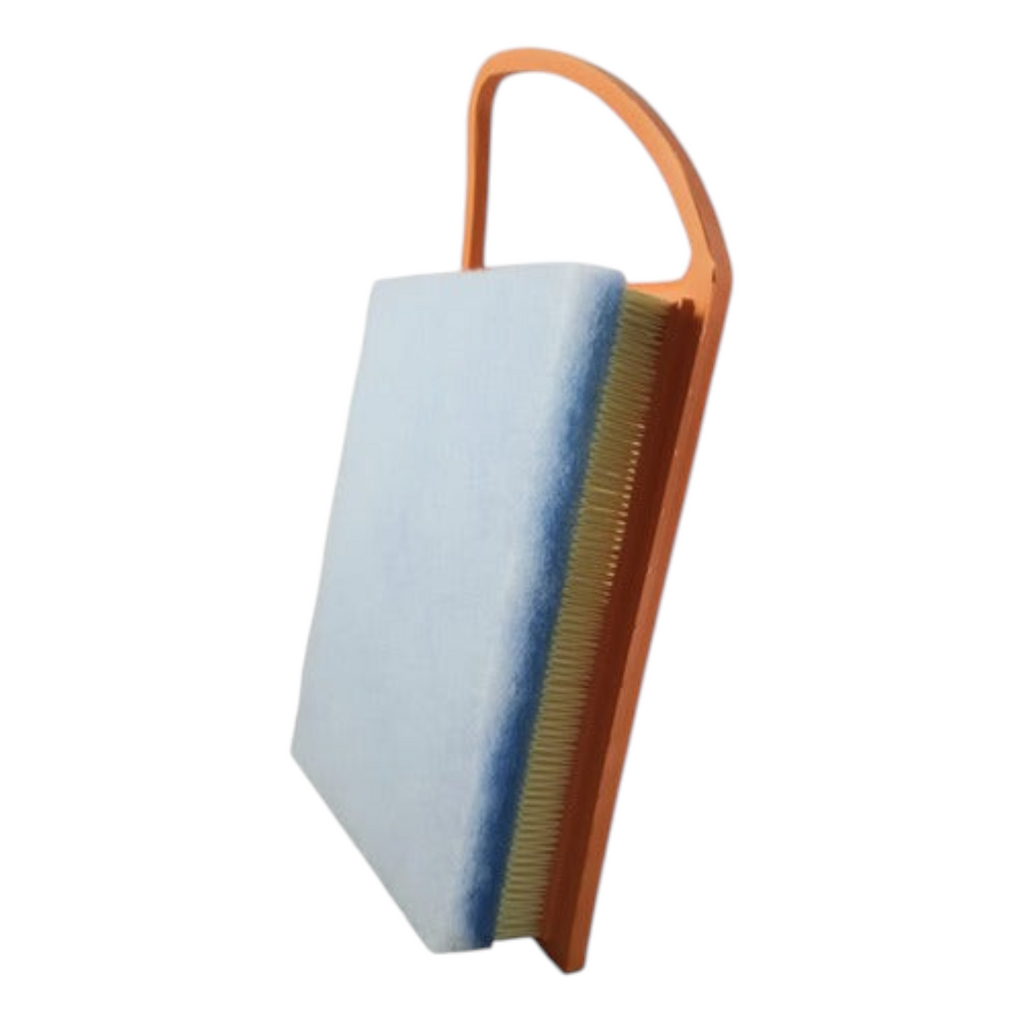 Filtro de aire KENAI´S COM para Peugeot 208 y 301 1.6 TDI, diseño rectangular con marco naranja y elemento filtrante