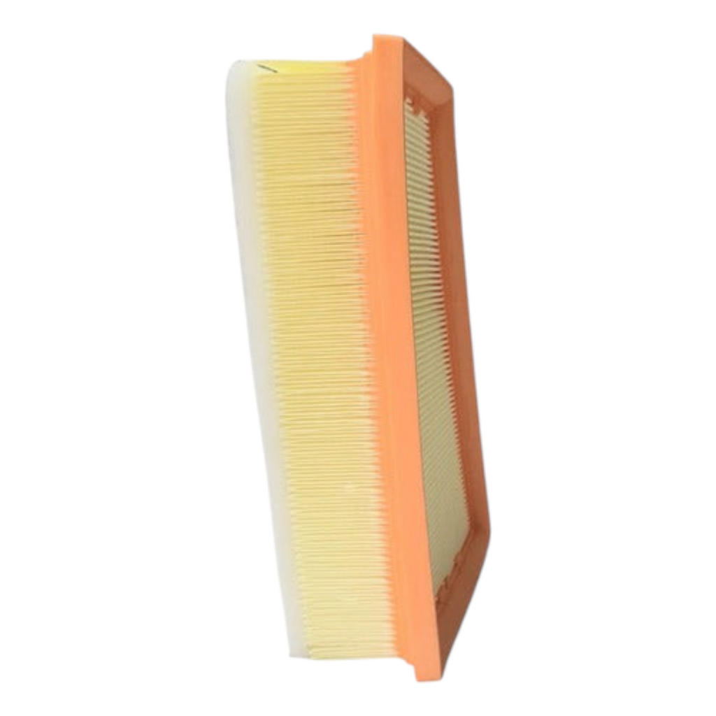 Filtro de aire rectangular para Renault Fluence 2.0L de KENAI´S COM con marco naranja y papel plisado amarillo