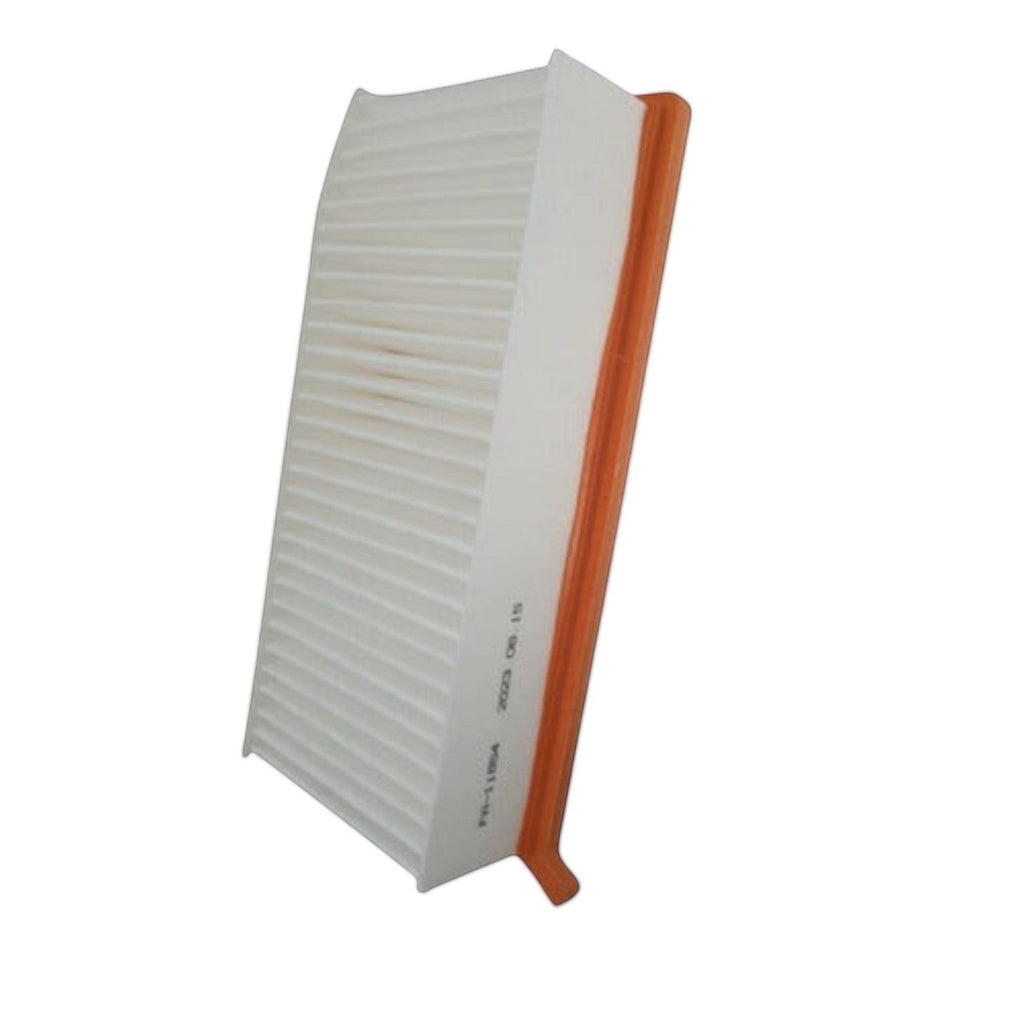 Filtro de aire KENAI´S COM para Renault Oroch 2.0L, diseño rectangular con marco naranja y medio filtrante blanco.