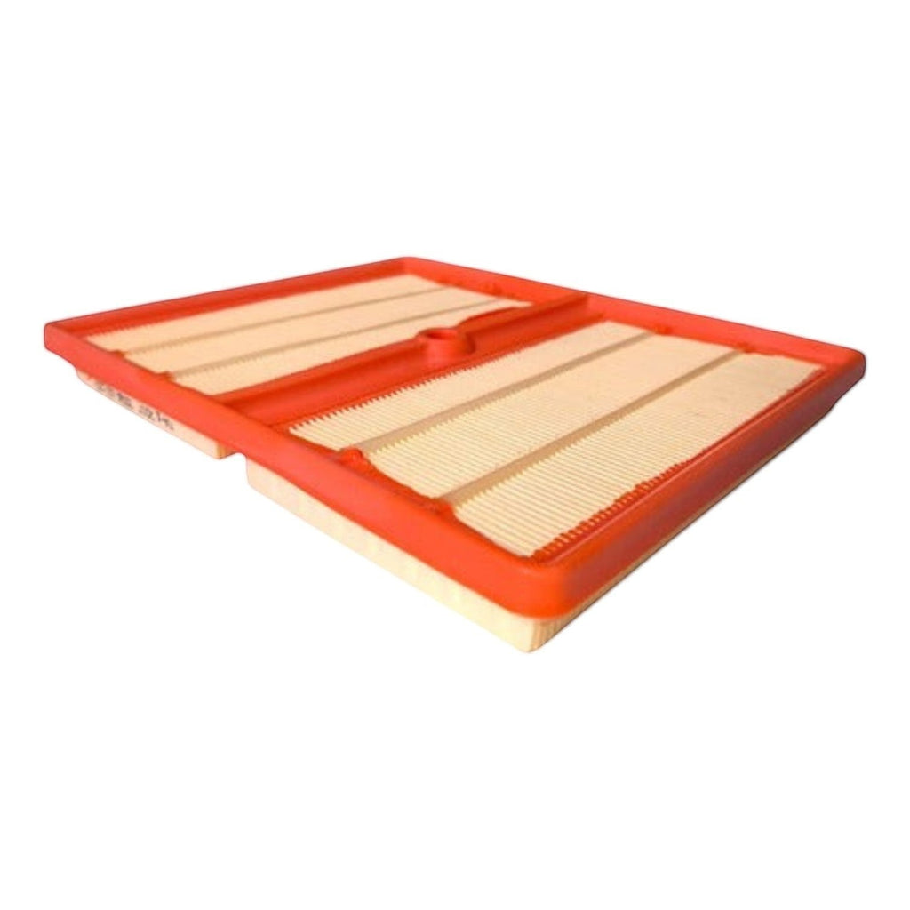 Filtro de aire rectangular KENAI´S COM para Seat Toledo 1.0T, con marco naranja y medio filtrante plisado beige.