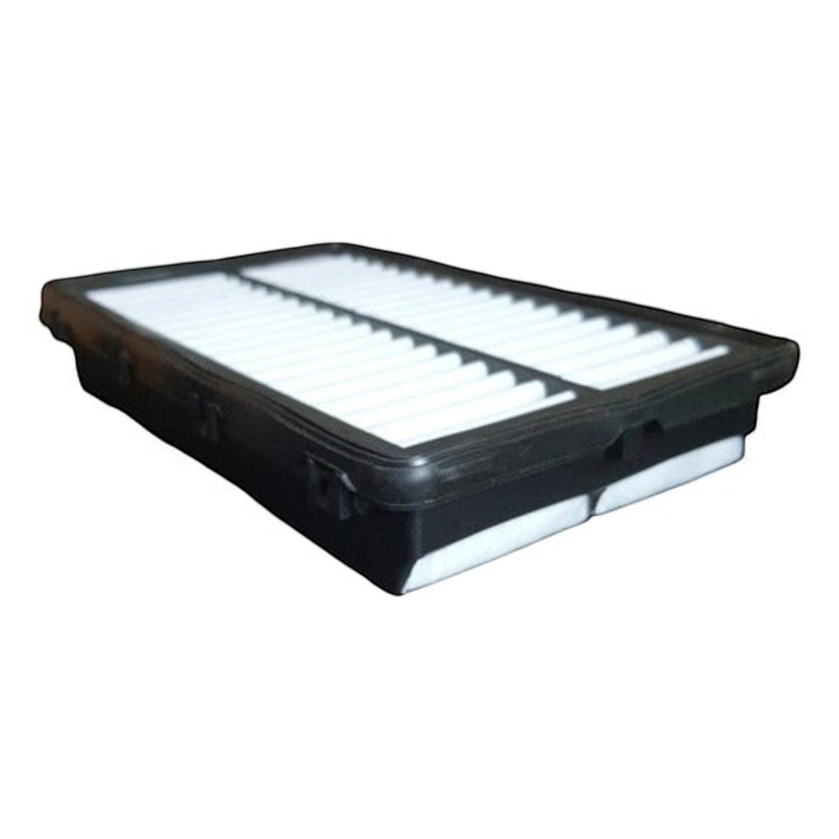 Filtro de aire rectangular Unifil para Hyundai Tucson 1.6L 2022 de KENAI´S COM con marco negro y pliegues blancos
