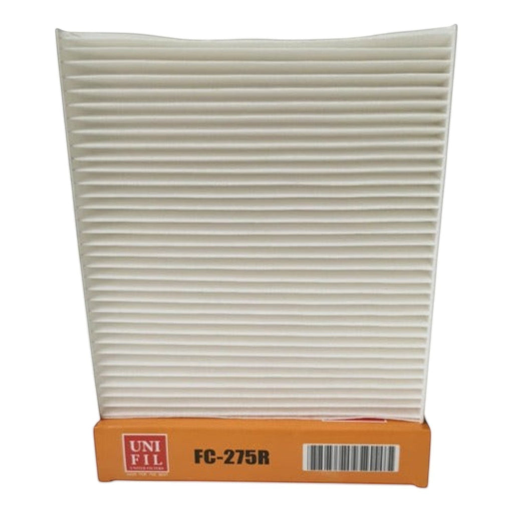 Filtro de cabina KENAI´S COM para Mitsubishi L200, diseño rectangular plisado en color blanco con base naranja
