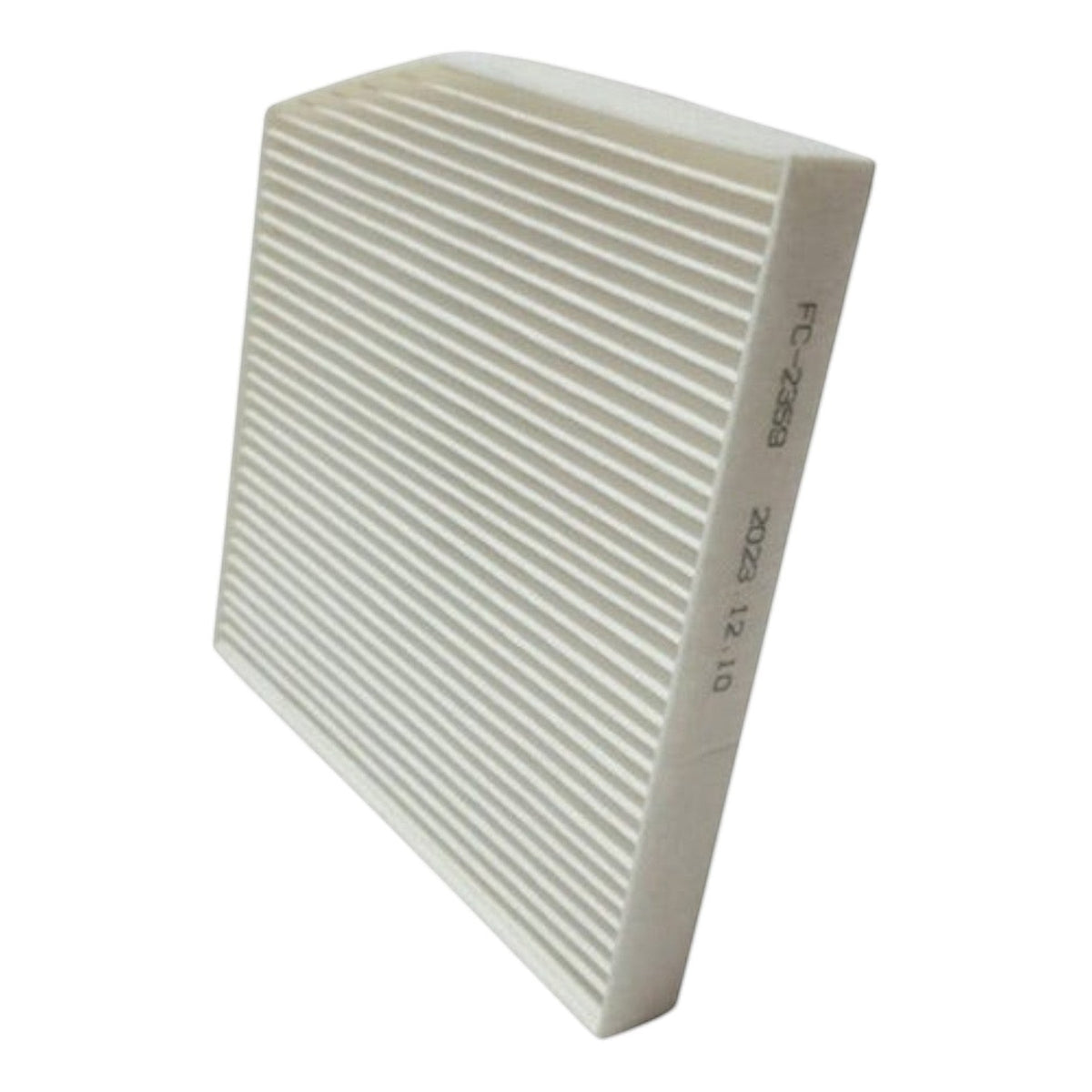 Filtro de cabina Unifil FC-2359 para Tornado Van 1.5L 2021-2023 de KENAI´S COM, diseño rectangular plisado blanco.