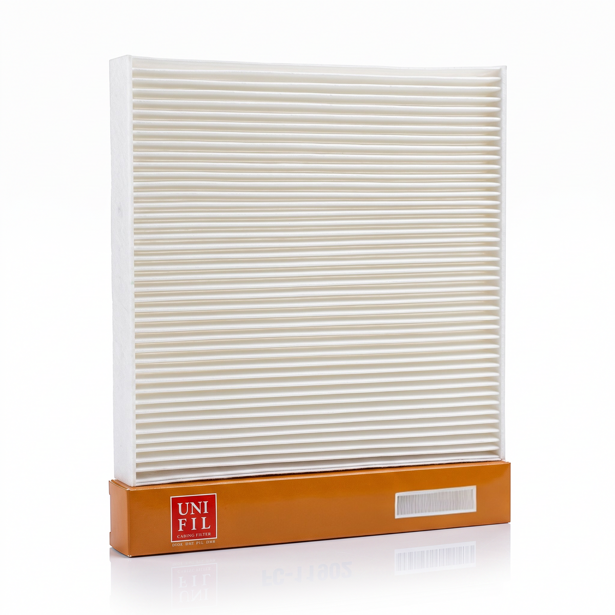 Filtro de cabina Unifil para Volkswagen Amarok de KENAI´S COM, diseño rectangular blanco con base naranja