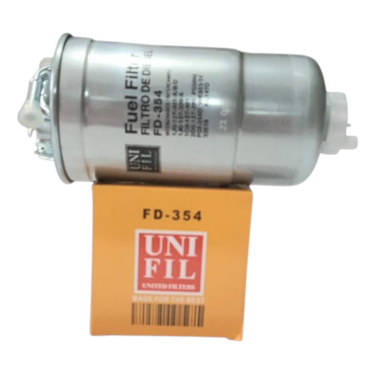 Filtro de combustible KENAI´S COM modelo FD-354 para Ford Transit, cilindro metálico con conexiones blancas