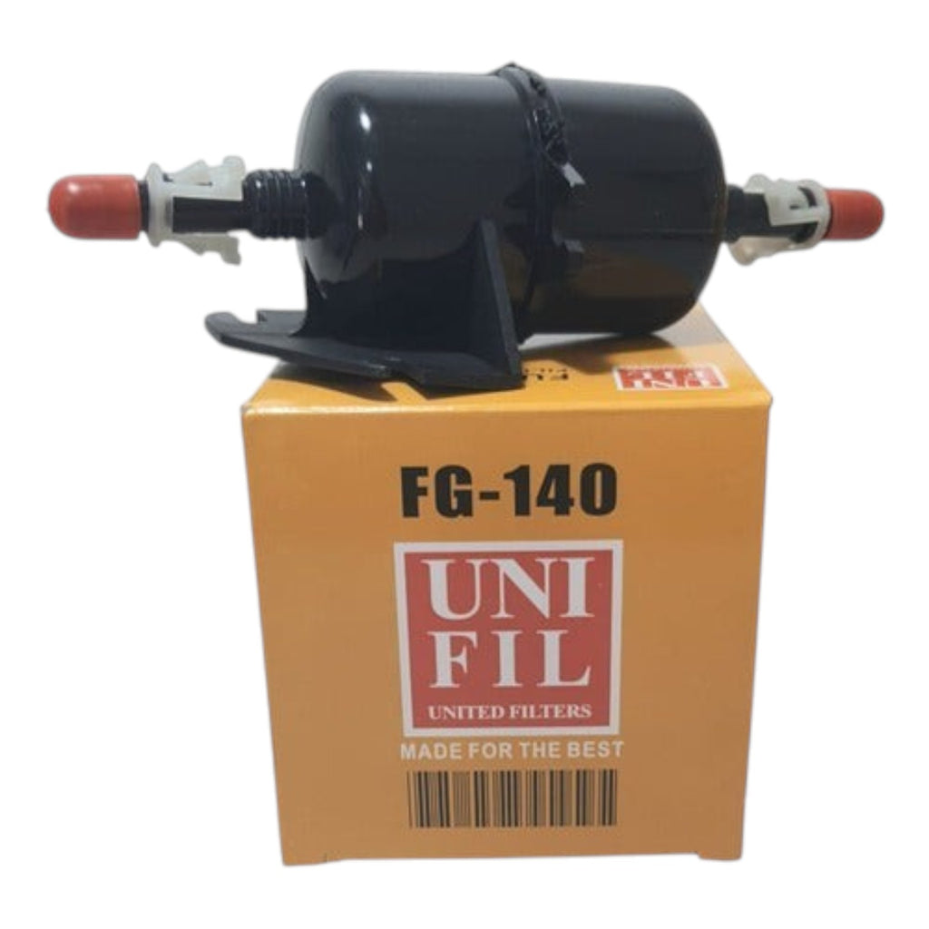 Filtro de combustible negro FG-140 de KENAI´S COM sobre su caja original para Ram 700