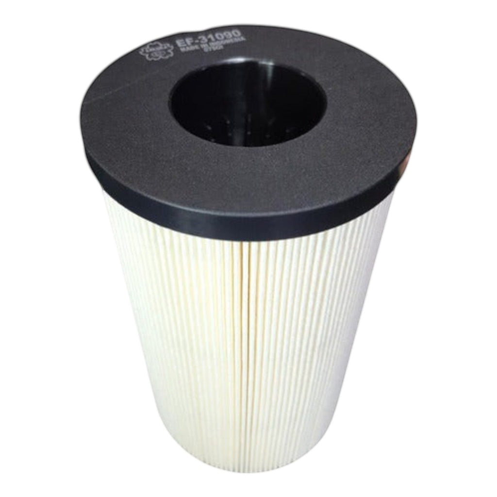 Filtro de combustible Sakura EF-31090 para motores Cummins de KENAI´S COM, diseño cilíndrico con tapa negra.