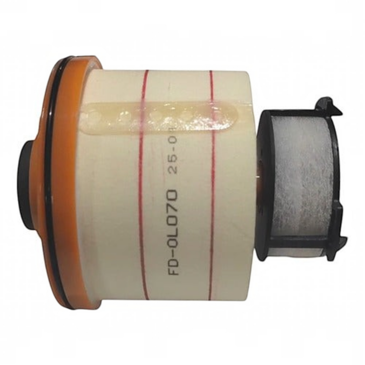 Filtro de diesel KENAI´S COM para Toyota Hilux 2.8, componente cilíndrico con sello naranja y marcado FD-0L070