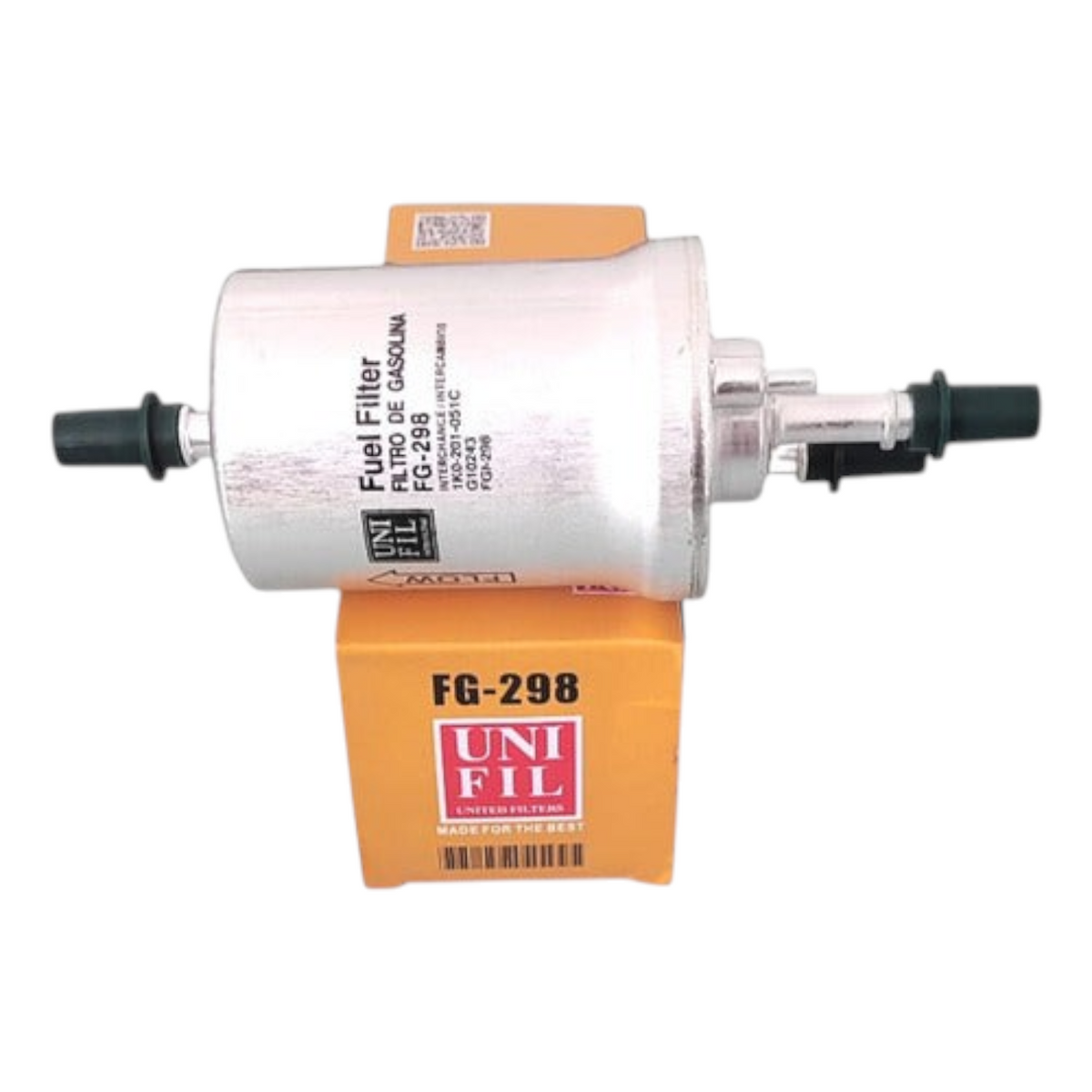 Filtro de gasolina Uni Fil FG-298 para Seat Toledo de KENAI´S COM, componente metálico cilíndrico con conectores