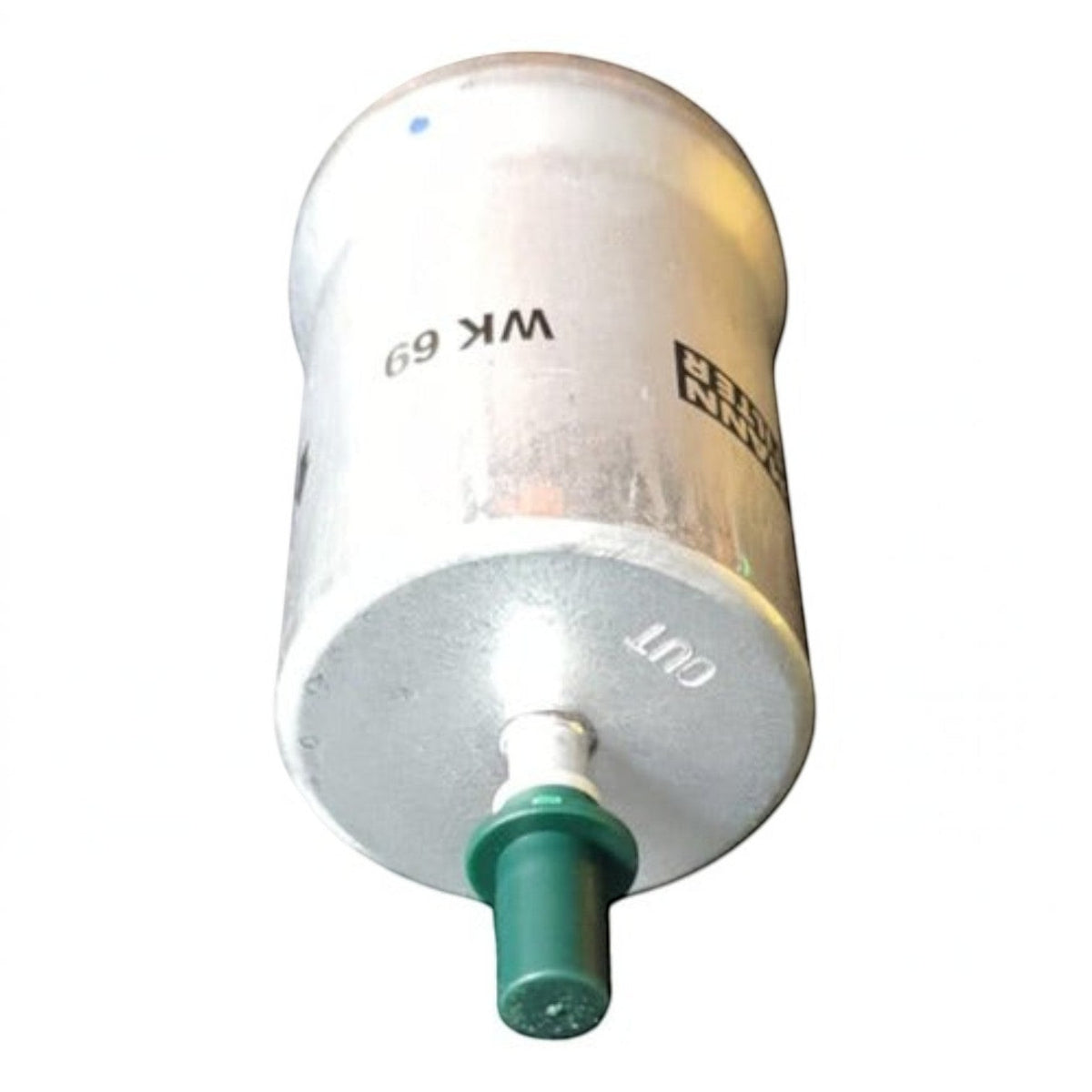 Filtro de gasolina WK69 de KENAI´S COM para VW Jetta A6 Gli, componente metálico cilíndrico con conector verde