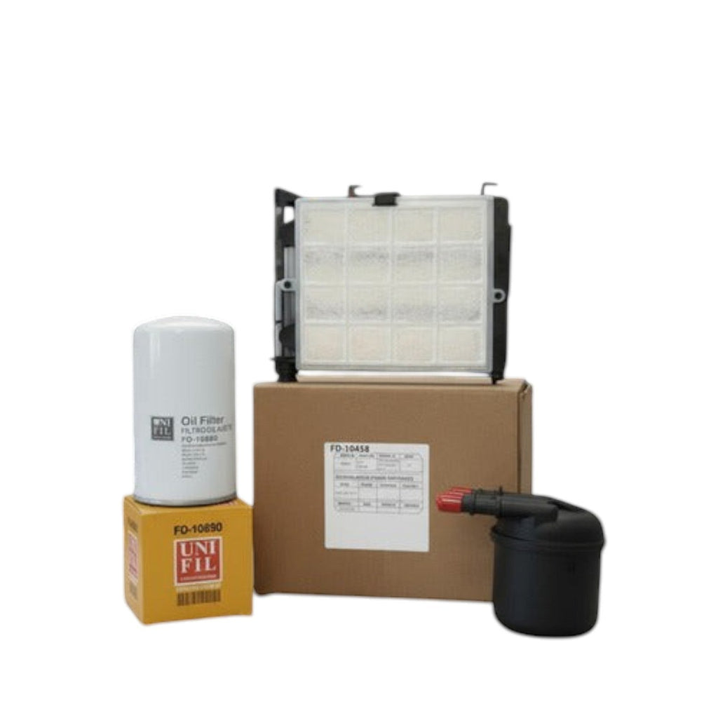 Kit de filtros KENAI´S COM para Ford Super Duty 6.7L, incluye filtro de aceite y combustible con cajas originales.