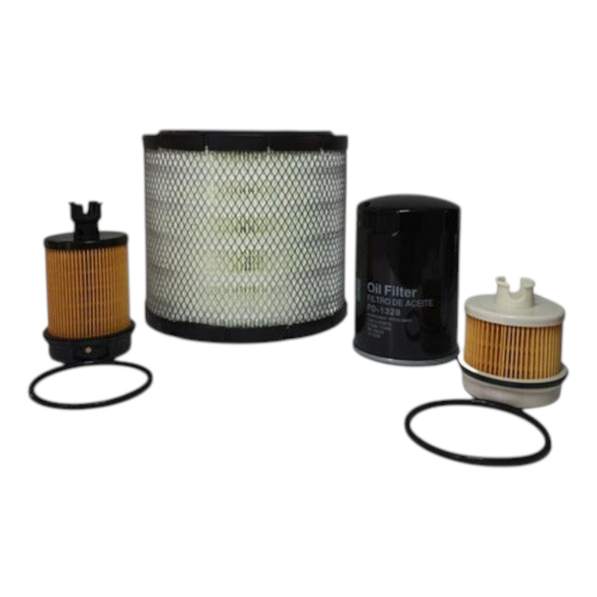 Kit de filtros KENAI´S COM para camión Hino 300, incluye filtro de aire, aceite y diésel para mantenimiento preventivo.