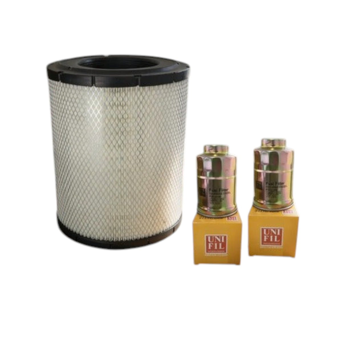 Kit de filtros Unifil para Isuzu Elf 400/600, incluye filtro de aire cilíndrico y dos filtros de diesel de KENAI´S COM