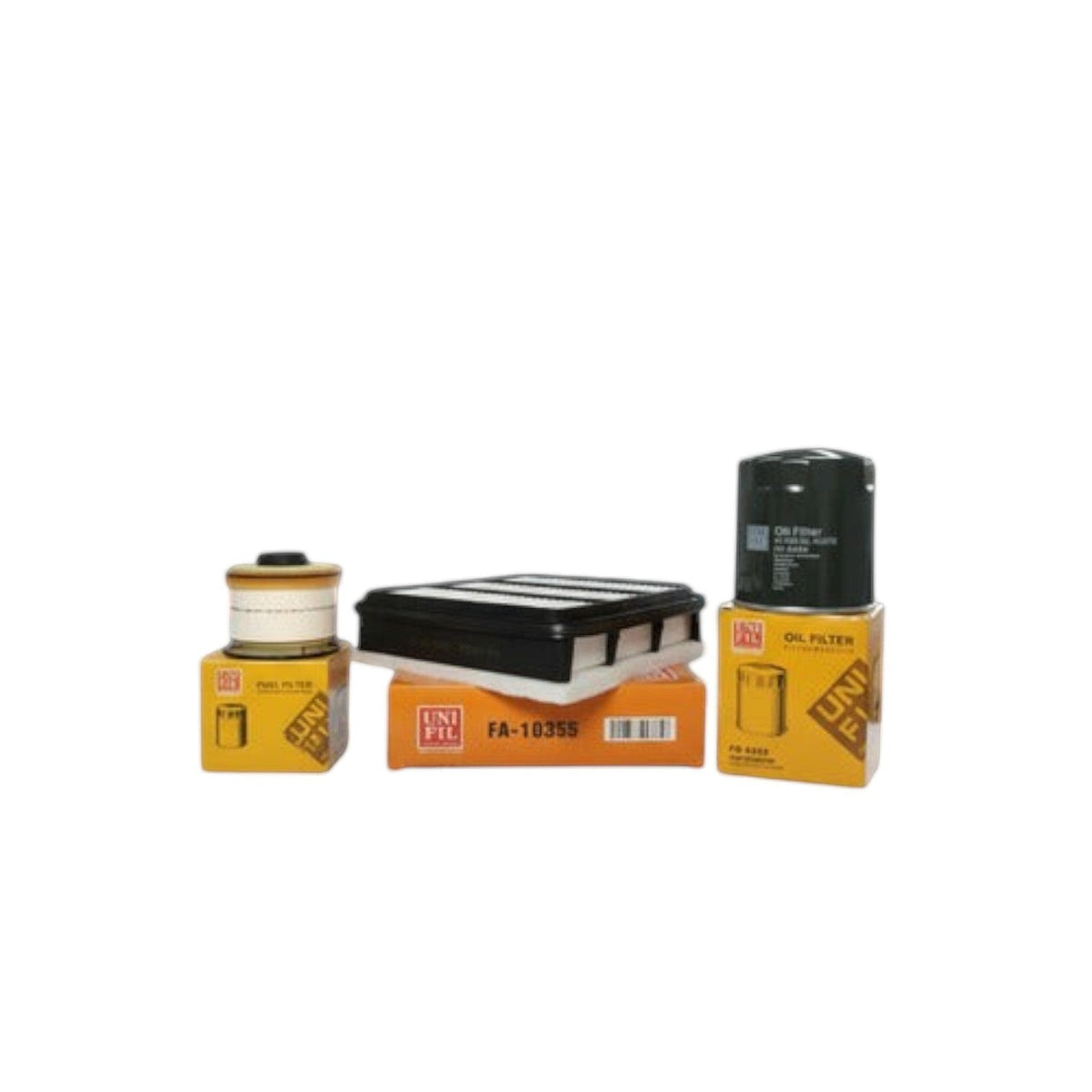 Kit de filtros Unifil para Mitsubishi L200 Diesel 2.5L 2012-2019, incluye filtros de aire, aceite y combustible.