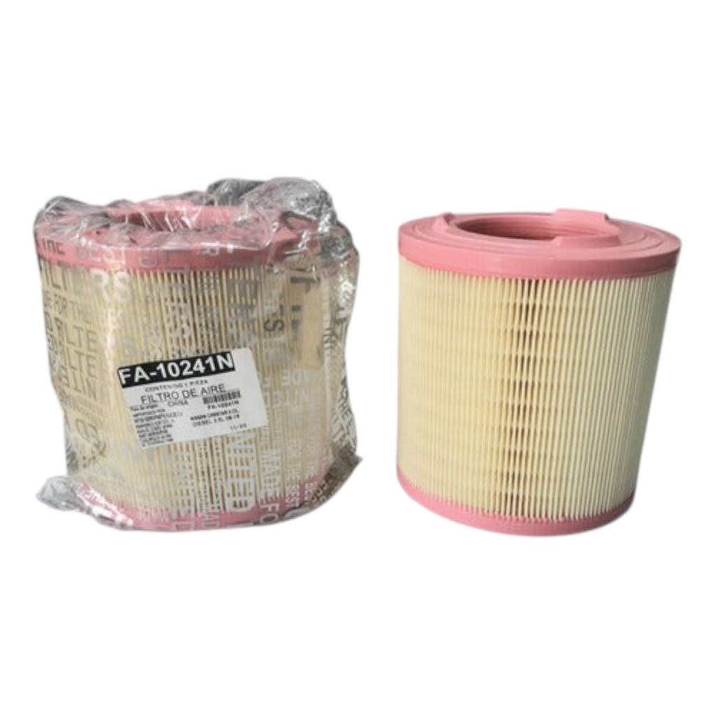 Kit de filtros KENAI´S COM para Nissan Cabstar 2.5L Diesel, incluyendo filtro de aire cilíndrico con bordes rosados.