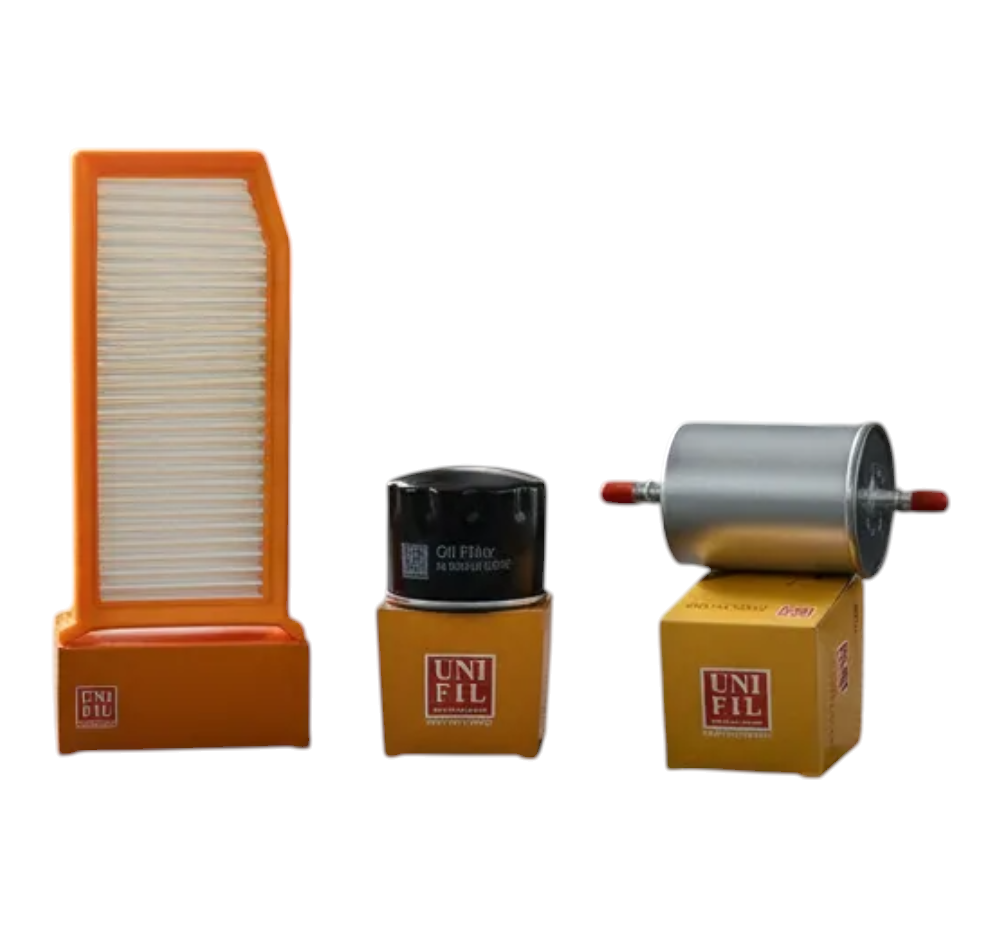 Kit de filtros Unifil para Renault Duster 2.0L de KENAI´S COM, incluye filtro de aire, aceite y gasolina.