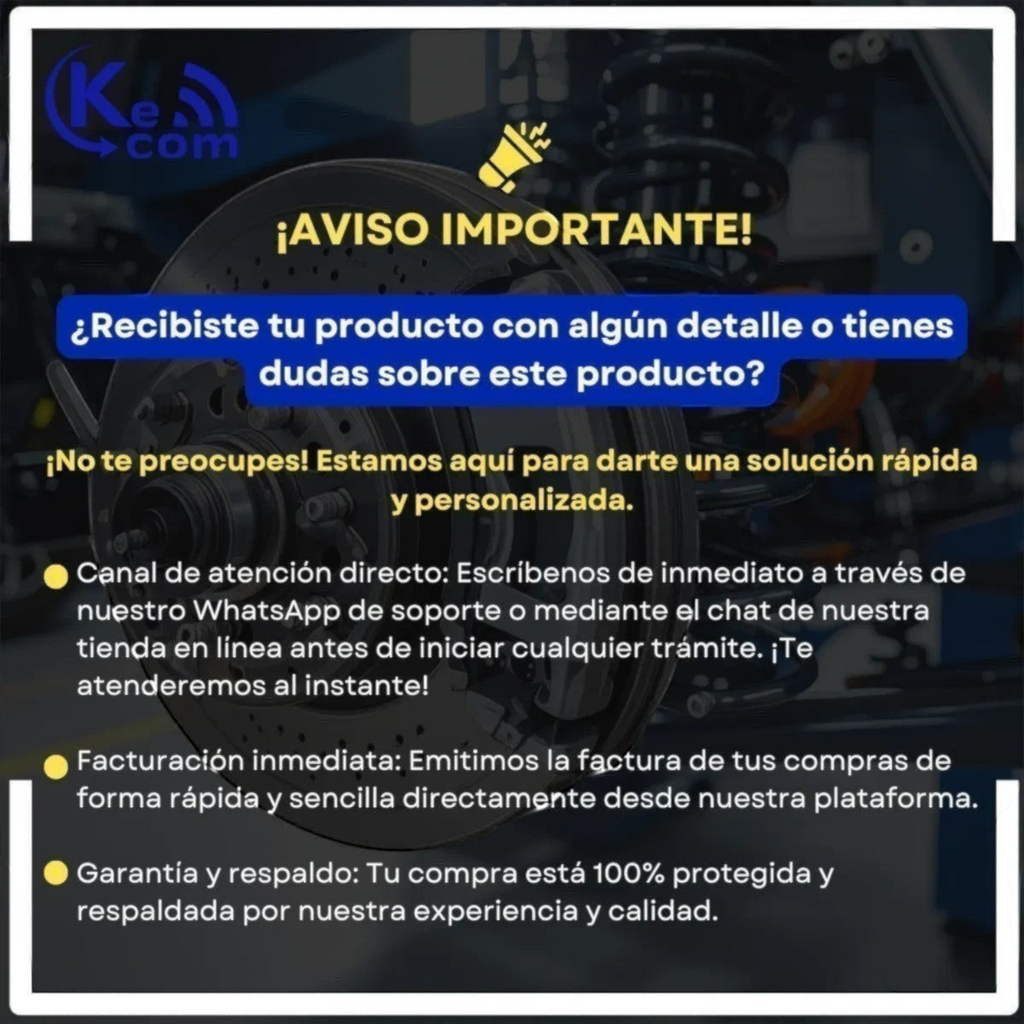 Aviso de soporte al cliente de KENAI´S COM para kit de filtros de aceite y combustible de VW Passat TDI 2016