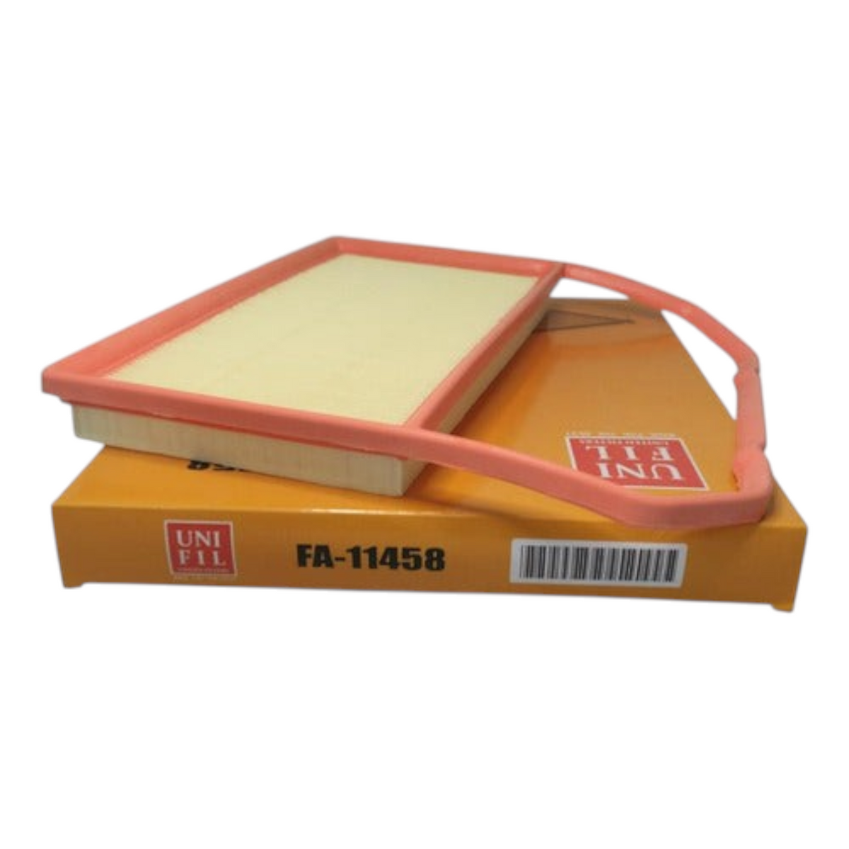 Kit de filtros KENAI´S COM para VW Up 1.0L, incluye filtro de aire rectangular con marco naranja y caja de empaque.